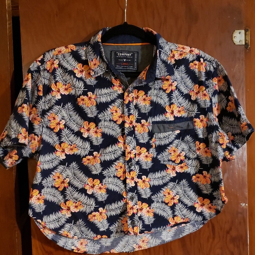 Men's Hawaiian Navy Floral Shirt